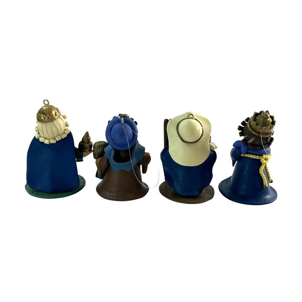 Vintage 2004 BAF Polymer Clay Nativity Ornament Set 7 Pc Felt Manger Box - Picture 6 of 11